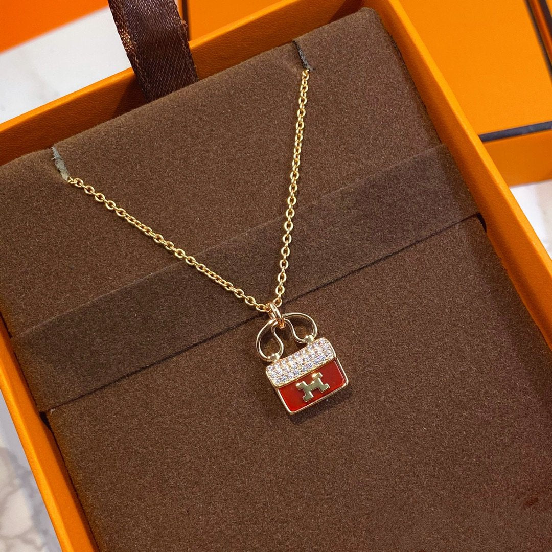 [⭐Miroze] CONSTANCE RED PEDANT PINK GOLD NECKLACE