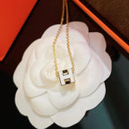 ⭐Miroze H WHITE SQUARE GOLD NECKLACE