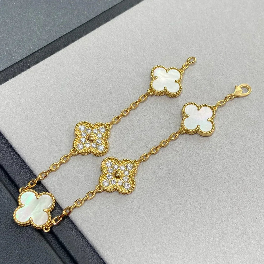 [⭐Miroze ]New CLOVER WHITE PEARL MOP 5 MOTIF BRACELET COLLECTION