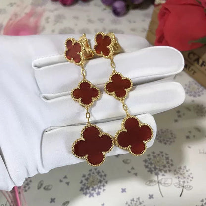 [⭐Miroze]CLOVER 3 MOTIF CARNELIAN DROP EARRINGS