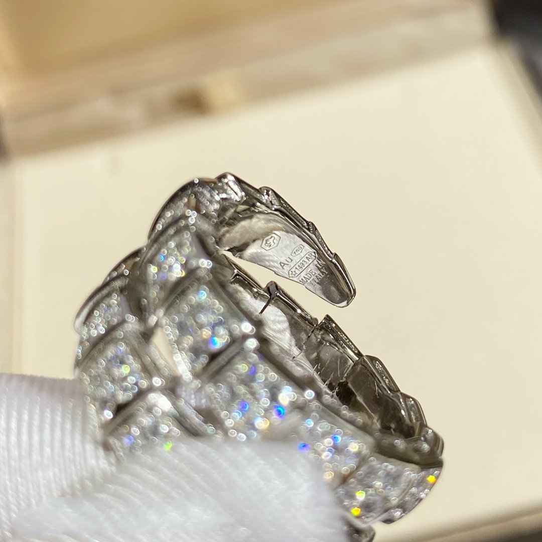 [⭐Veya]SERPENTI DOUBLE RING SILVER DIAMOND PAVED