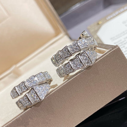 [⭐Miroze]SERPENTI DOUBLE RING SILVER DIAMOND PAVED
