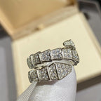 [⭐Veya]SERPENTI DOUBLE RING SILVER DIAMOND PAVED
