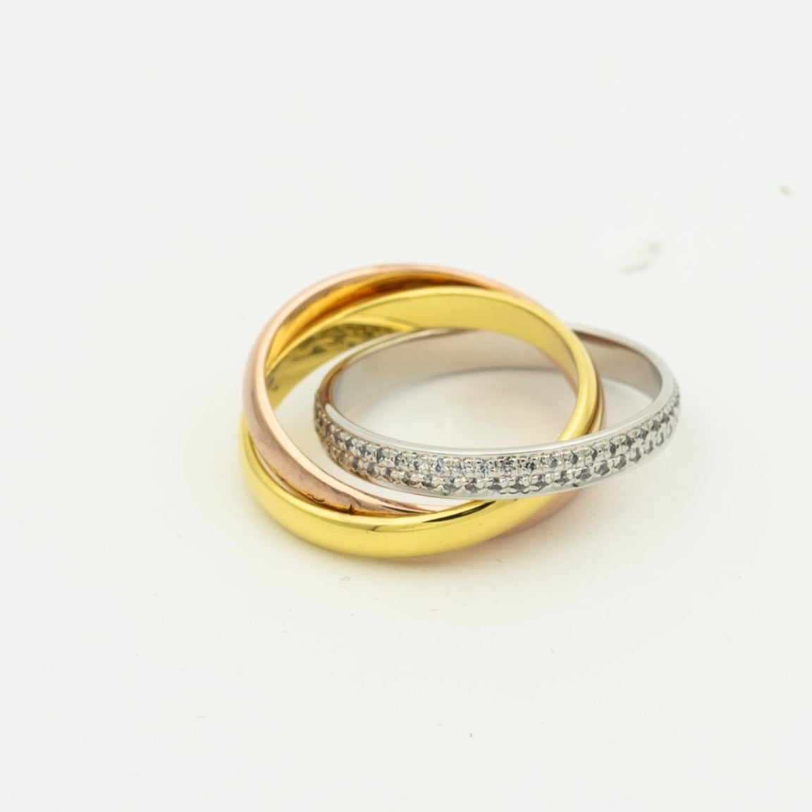 [⭐Miroze Jewelry]TRINITY RING GOLD PINK GOLD SILVER DIAMONDS