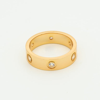 [⭐Miroze]LOVE RING 5.5MM 6 DIAMONDS PINK GOLD
