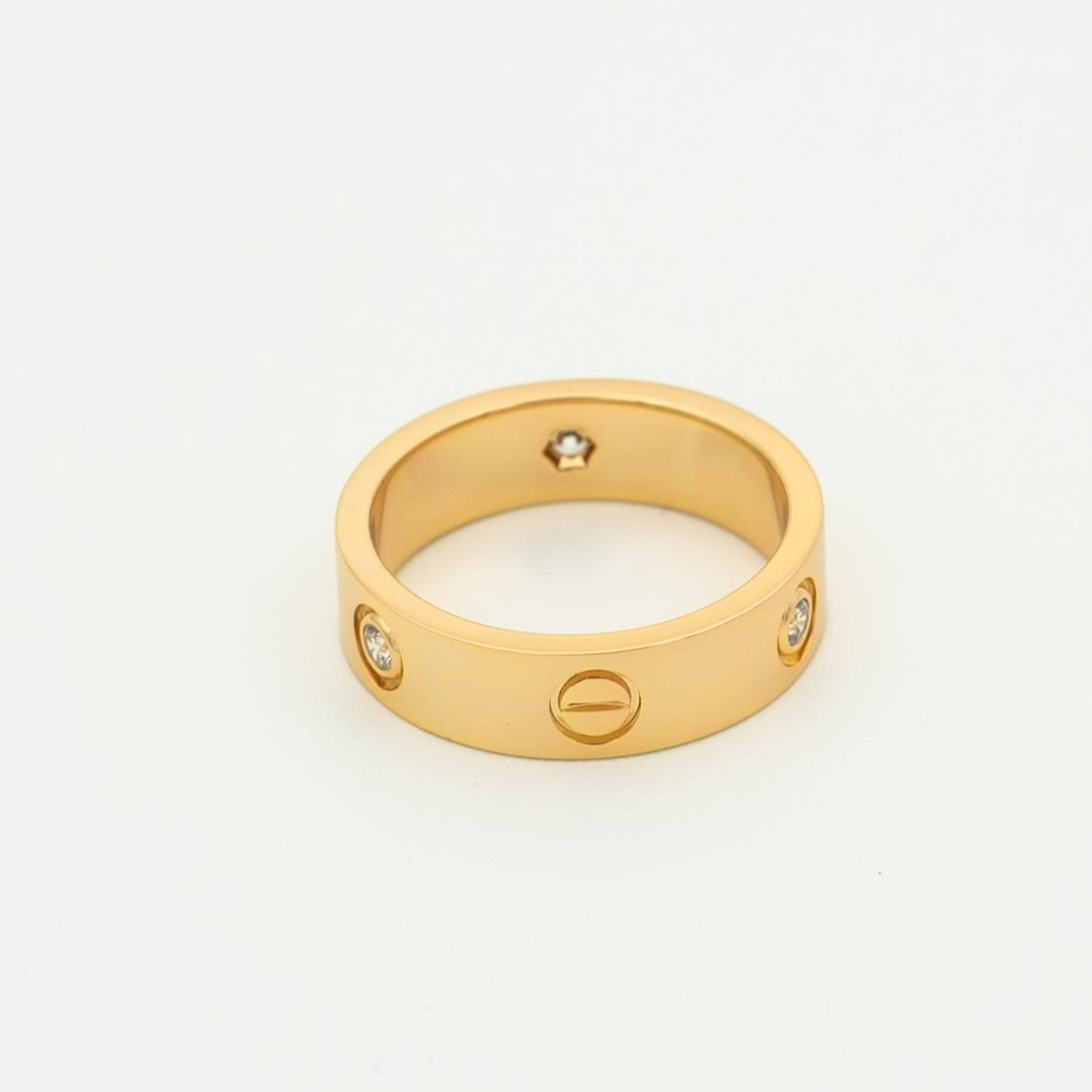 ⭐Miroze LOVE RING 5.5MM 3 DIAMONDS PINK GOLD
