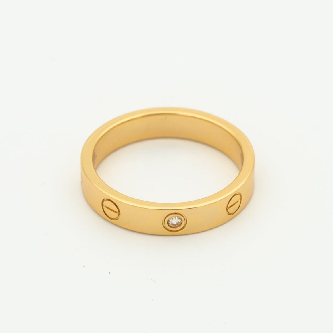 [⭐Miroze]LOVE RING 4MM 1 DIAMOND PINK GOLD