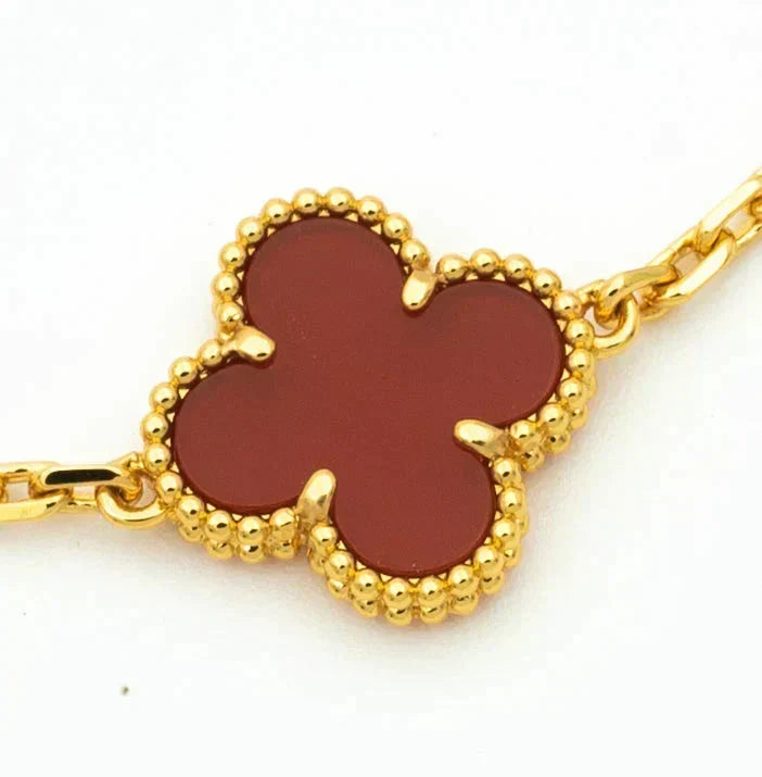 [⭐Miroze ]New  CLOVER 5 MOTIF RED CORNELIAN BRACELET COLLECTION