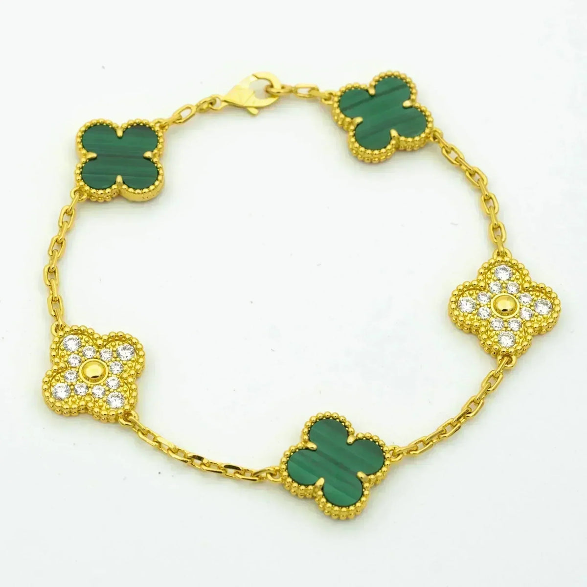 [⭐Miroze ]New  CLOVER 5 MOTIF MALACHITE BRACELET COLLECTION