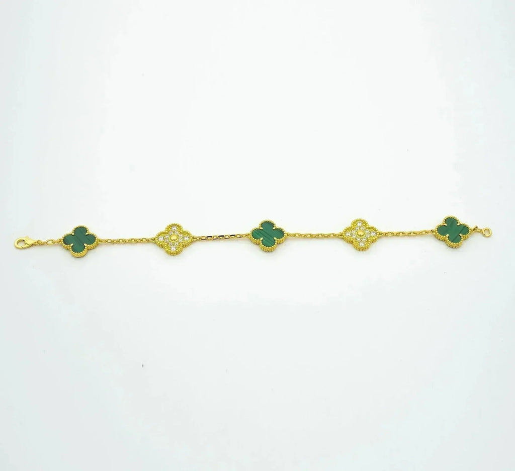 [⭐Miroze ]New  CLOVER 5 MOTIF MALACHITE BRACELET COLLECTION