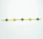 [⭐Miroze ]New  CLOVER 5 MOTIF MALACHITE BRACELET COLLECTION