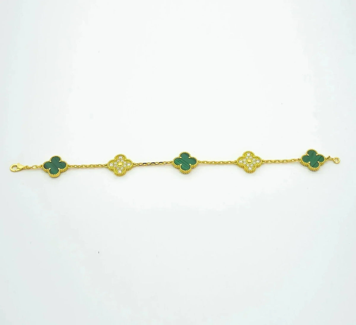 [⭐Miroze ]New  CLOVER 5 MOTIF MALACHITE BRACELET COLLECTION