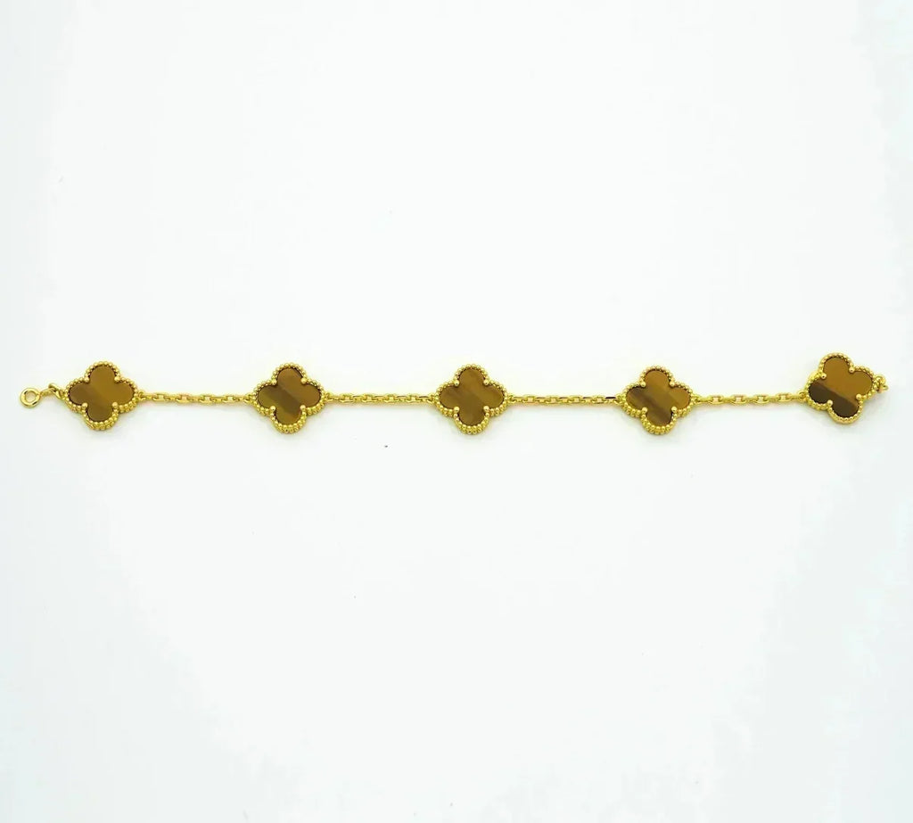 [⭐Miroze ]New  CLOVER 5 MOTIFS TIGER EYE BRACELET COLLECTION
