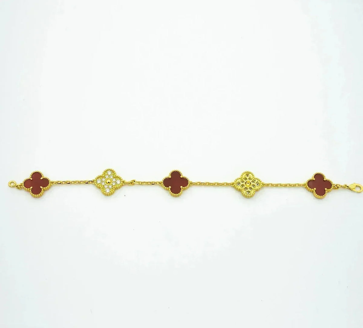 [⭐Miroze ]New  CLOVER 5 MOTIF RED CORNELIAN BRACELET COLLECTION