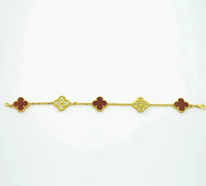 [⭐Miroze] CLOVER 5 MOTIF RED CORNELIAN BRACELET COLLECTION