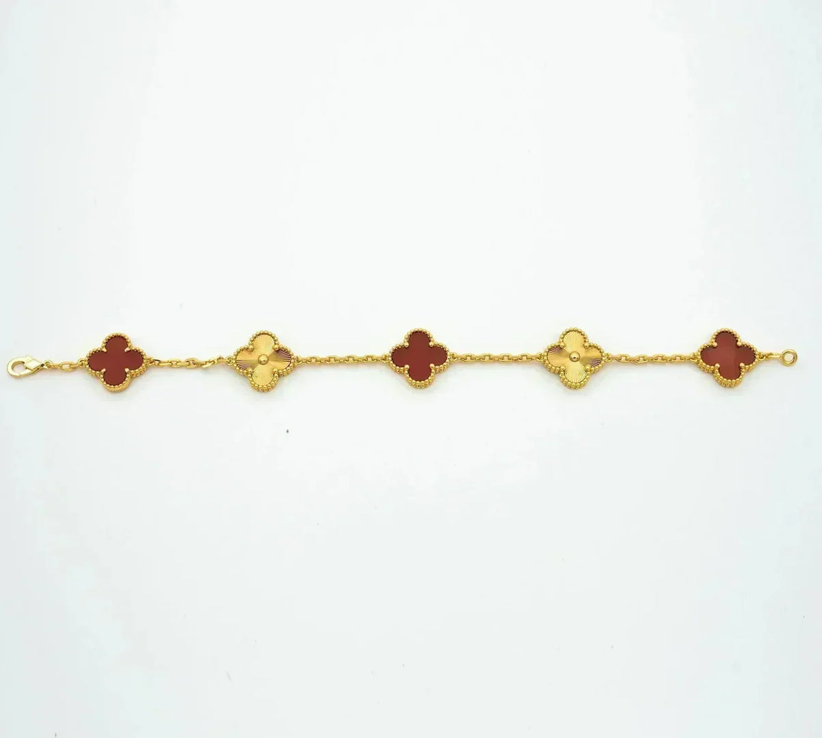 [⭐Miroze ]New  CLOVER 5 MOTIF RED CORNELIAN BRACELET COLLECTION