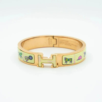 [⭐Miroze]H PINK GOLD BRACELET CREAM CERAMIC