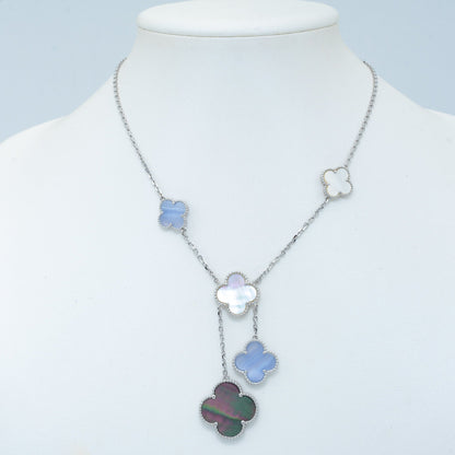 [⭐Miroze]CLOVER MOP CHALCEDONY NECKLACE SILVER 6 MOTIF