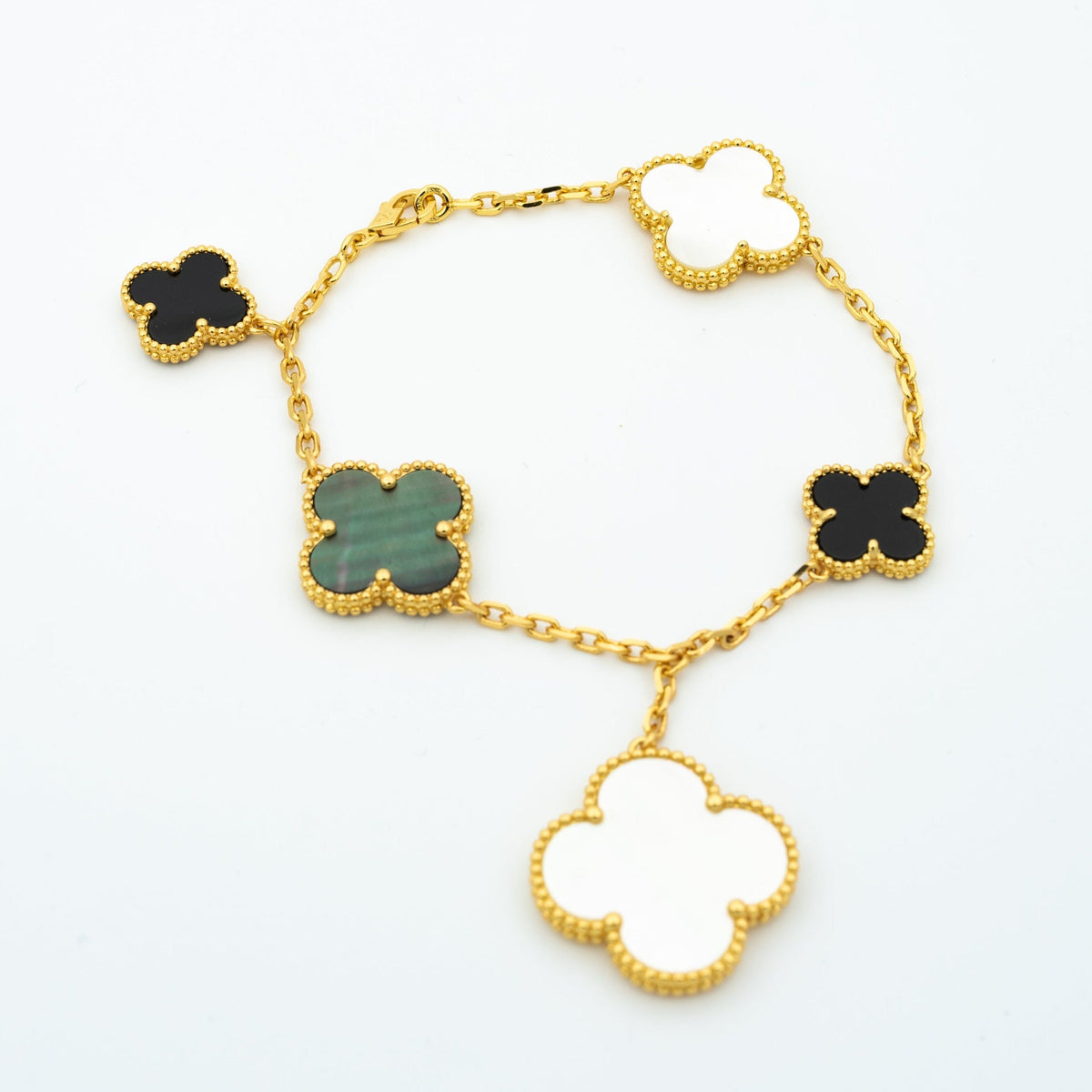 [⭐Miroze]CLOVER BRACELET 5 MOTIFS ONYX MOP