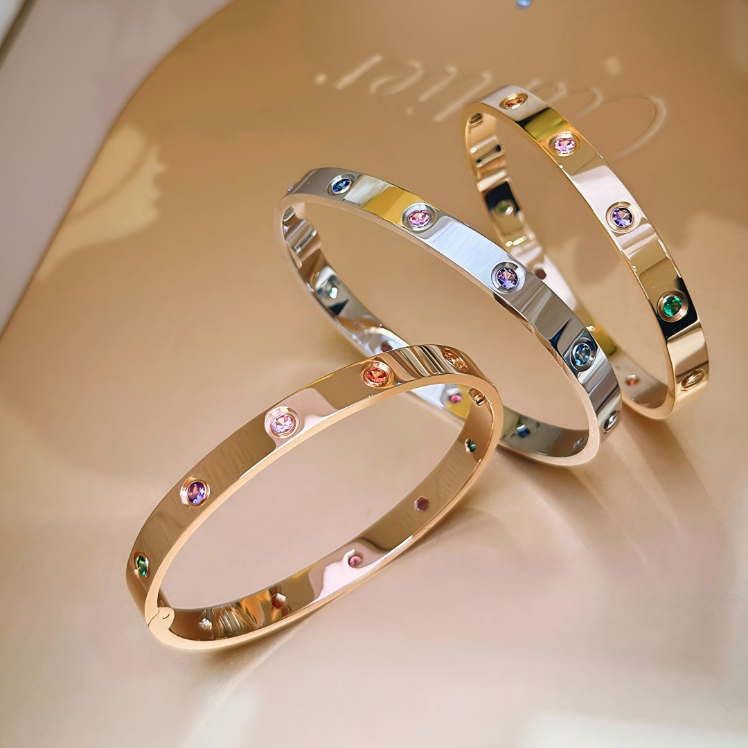 [⭐Miroze] 2026 RAINBOW LOVE BRACELET 6.1MM  10 DIAMONDS