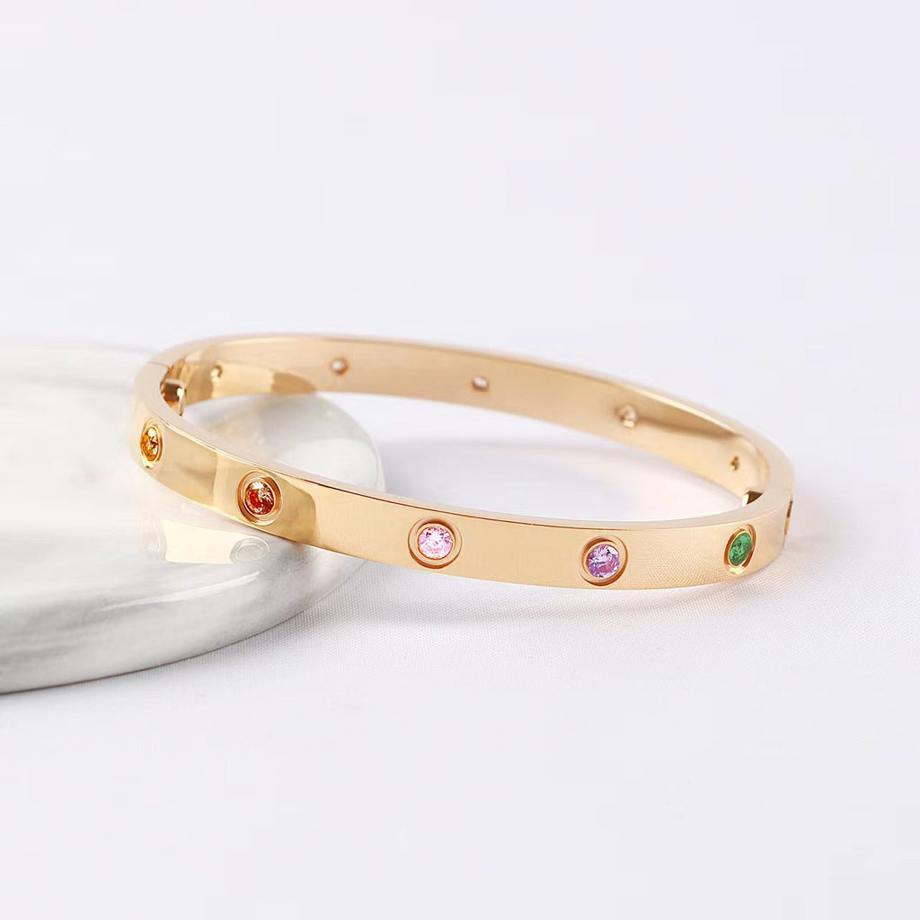 [⭐Miroze ] 2026 RAINBOW LOVE BRACELET 6.1MM  10 DIAMONDS