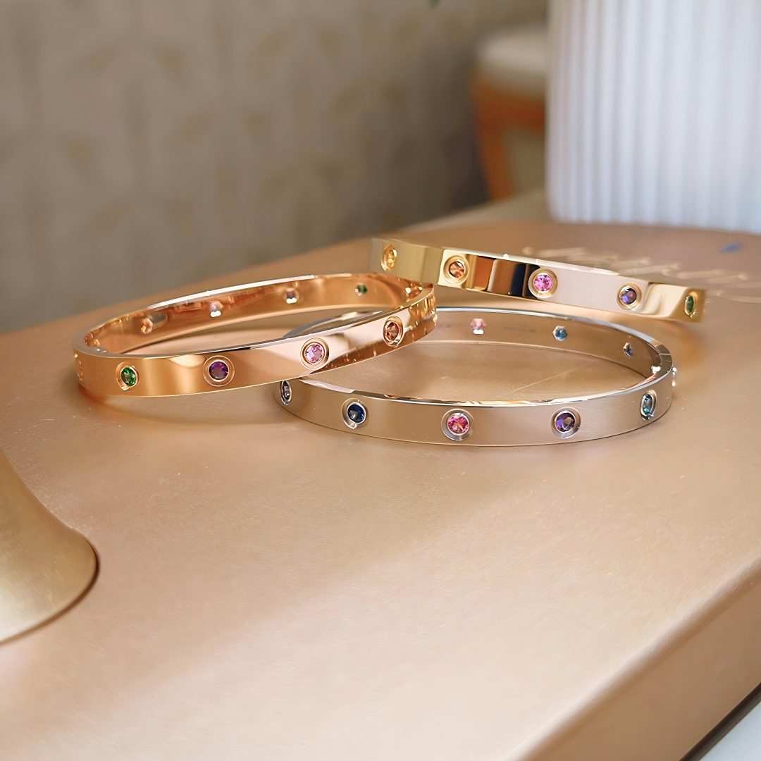 [⭐Miroze] 2026 RAINBOW LOVE BRACELET 6.1MM  10 DIAMONDS
