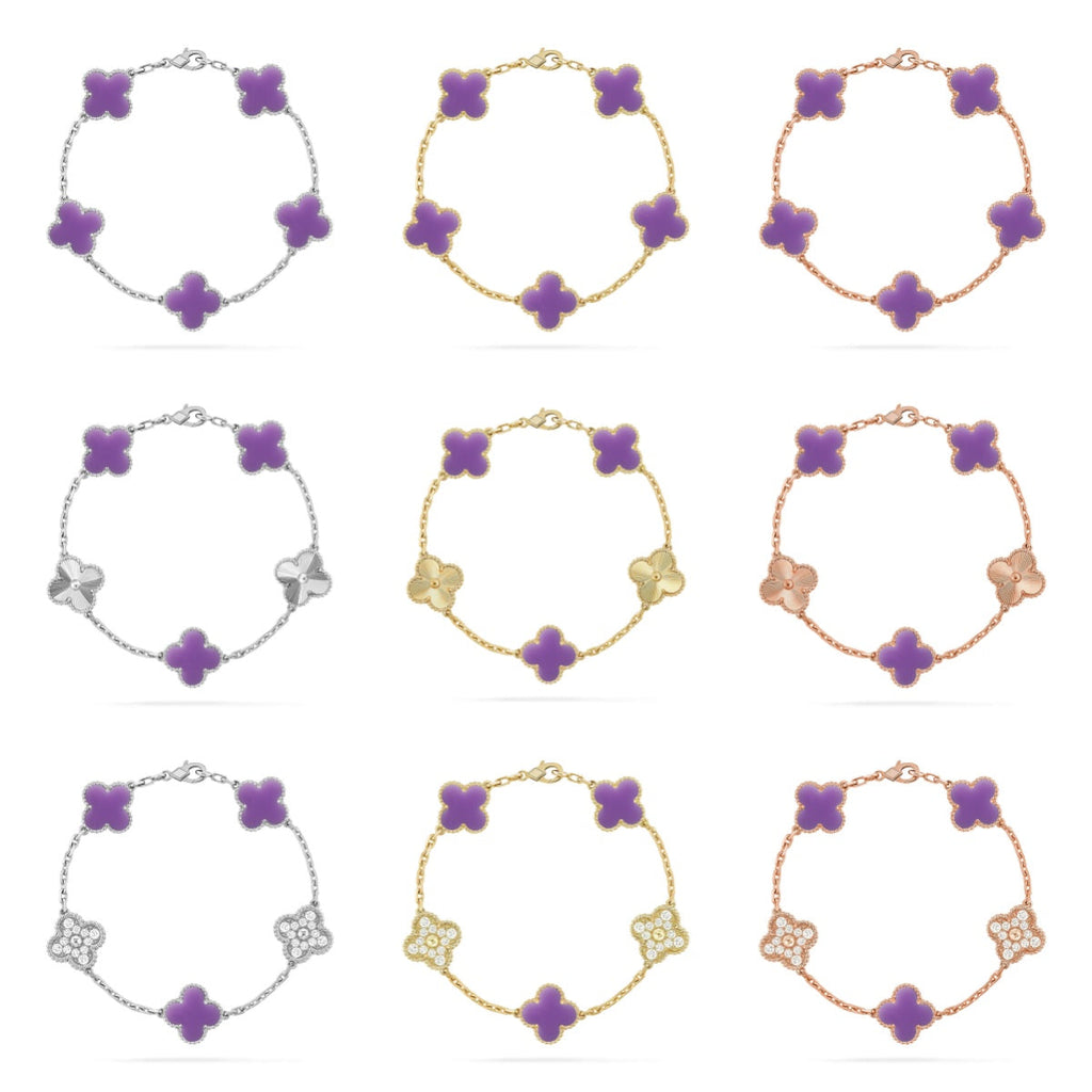 [⭐Miroze ]New CLOVER 5 MOTIF LIGHT PURPLE BRACELET COLLECTION