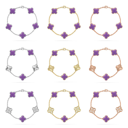 [[⭐DORISW] ]New CLOVER 5 MOTIF LIGHT PURPLE BRACELET COLLECTION