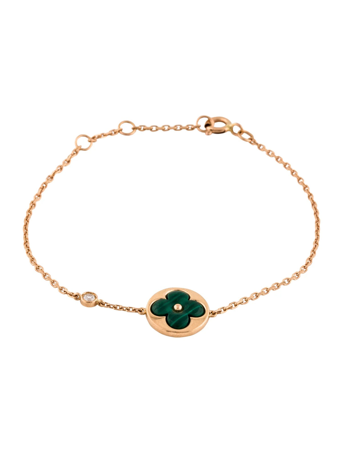 [⭐Miroze]SUN MALACHITE 1 DIAMOND PINK GOLD BRACELET