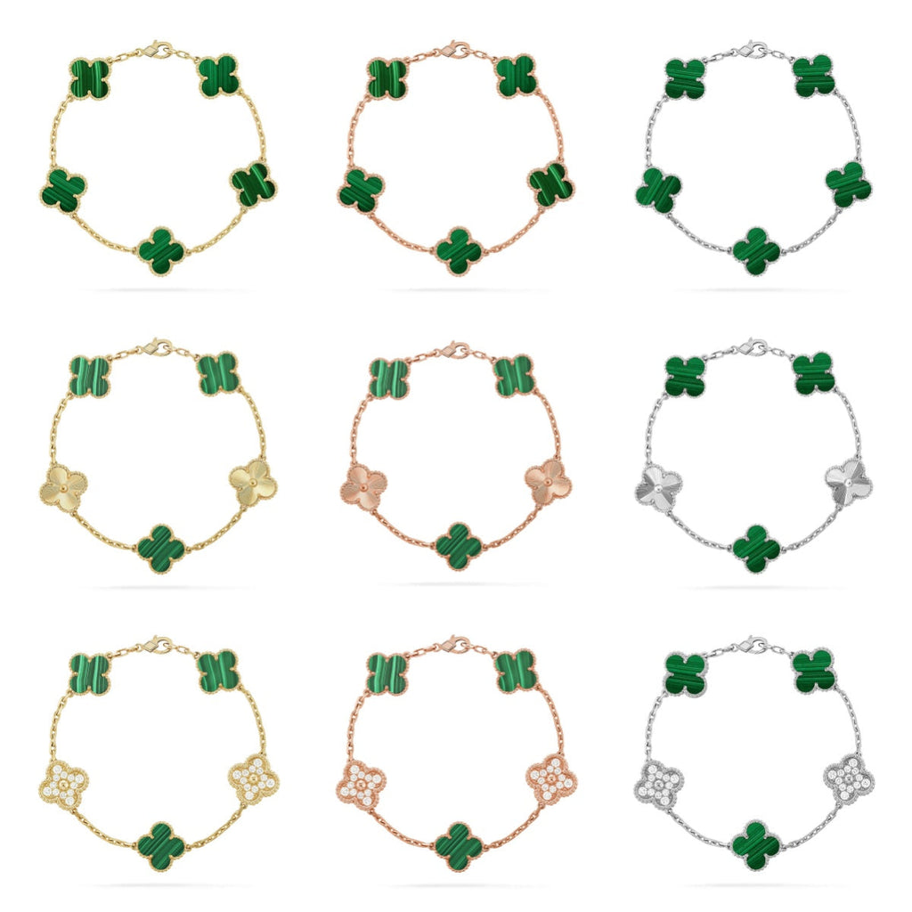 [⭐Miroze ]New  CLOVER 5 MOTIF MALACHITE BRACELET COLLECTION