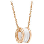 [⭐Veya]ZERO 1 WHITE CERAMIC PINK GOLD DIAMOND NECKLACE