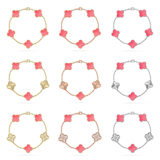 [[⭐DORISW] ]New  CLOVER 5 MOTIFS  PINK MOP BRACELET COLLECTION