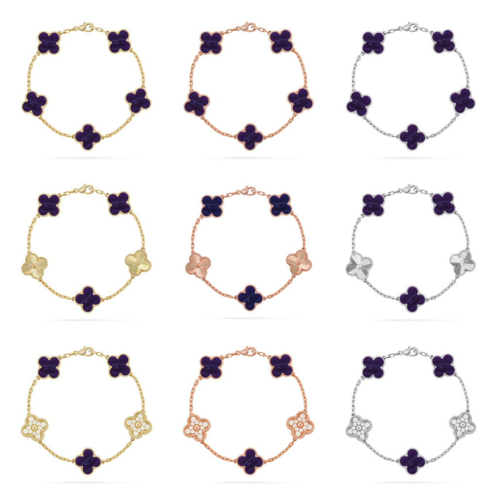 [⭐Miroze ]New CLOVER 5 MOTIF PURPLE STRIPES BRACELET COLLECTION