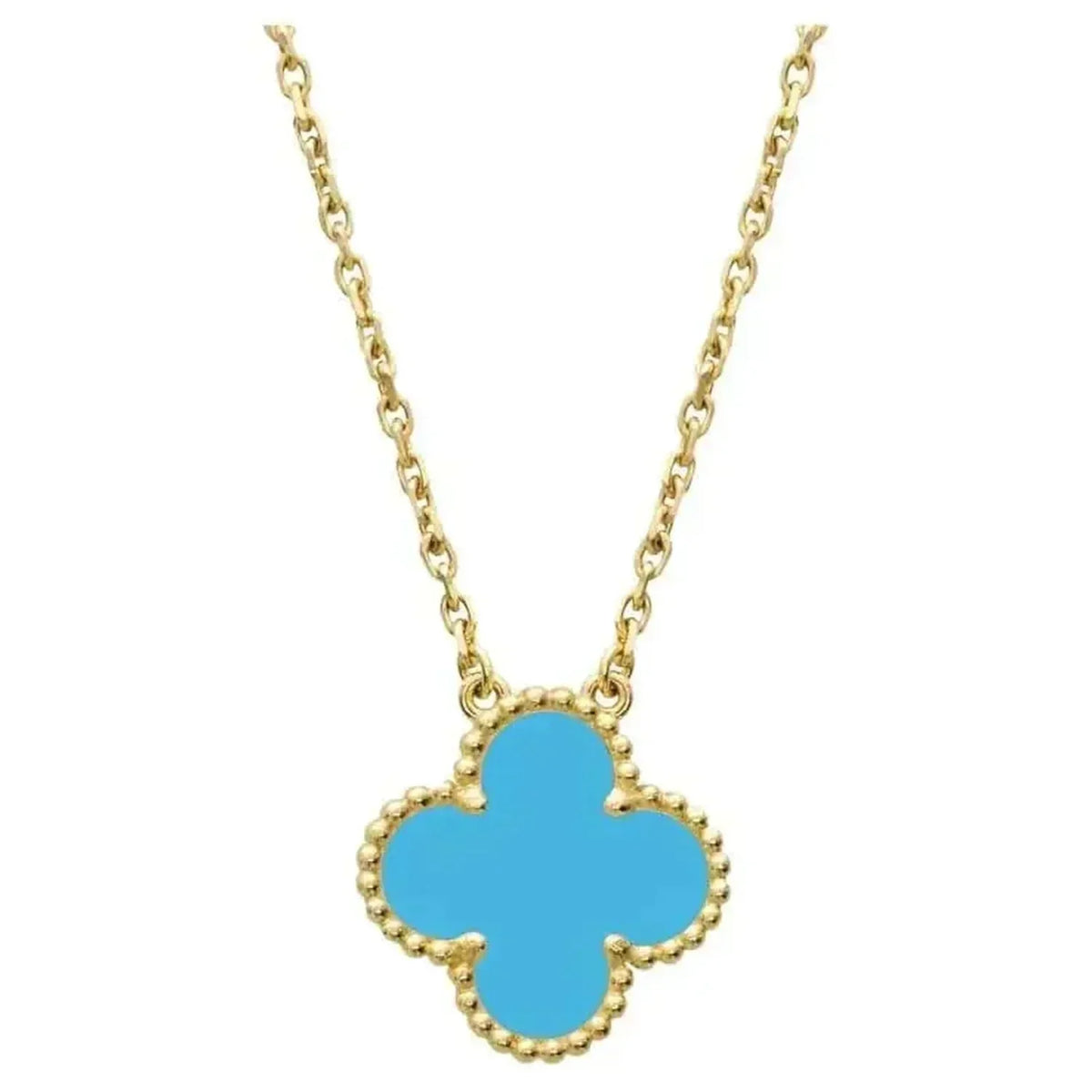 [⭐Miroze]CLOVER 15MM VINTAGE TURQUOISE NECKLACE
