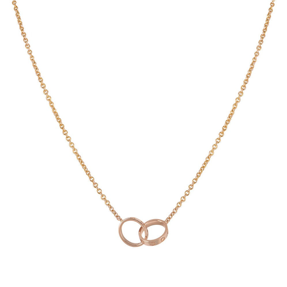 ⭐Miroze LOVE NECKLACE DOUBLE RING PINK GOLD