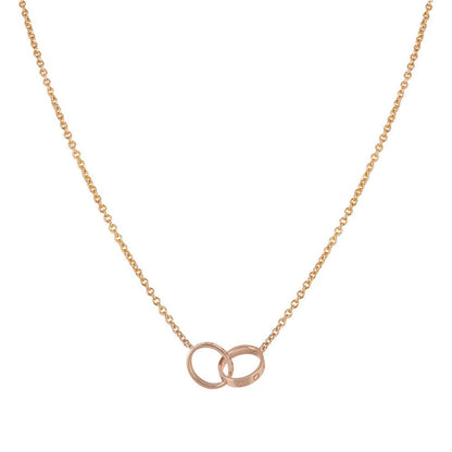 [⭐Miroze]LOVE NECKLACE DOUBLE RING PINK GOLD