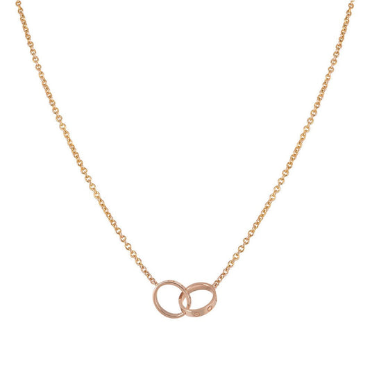 [⭐Miroze]LOVE NECKLACE DOUBLE RING PINK GOLD