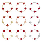 [⭐Miroze ]New  CLOVER 5 MOTIF RED CORNELIAN BRACELET COLLECTION