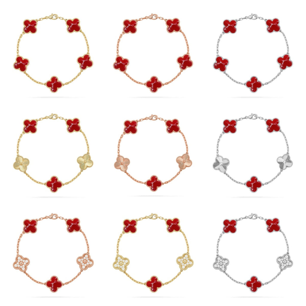 [⭐Miroze ]New CLOVER 5 MOTIF RED PATTERN BRACELET COLLECTION