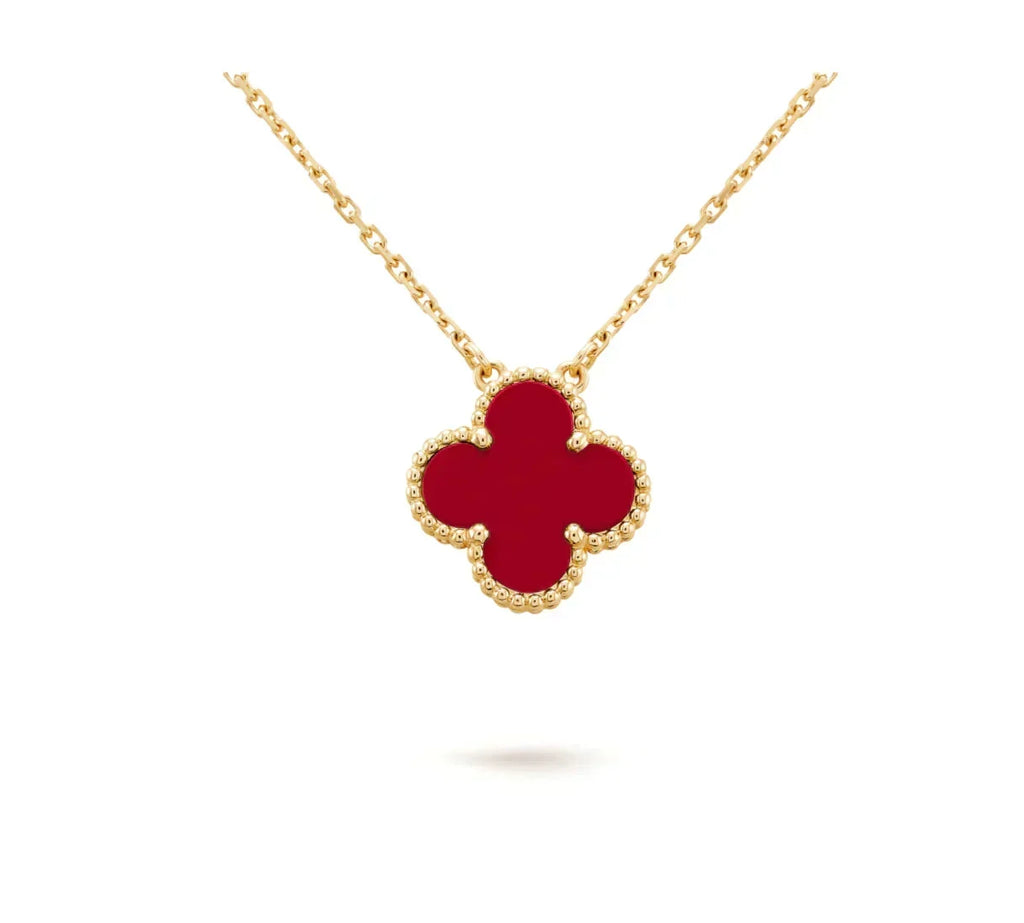 ⭐Miroze CLOVER 15MM CARNELIAN SINGLE FLOWER NECKLACE