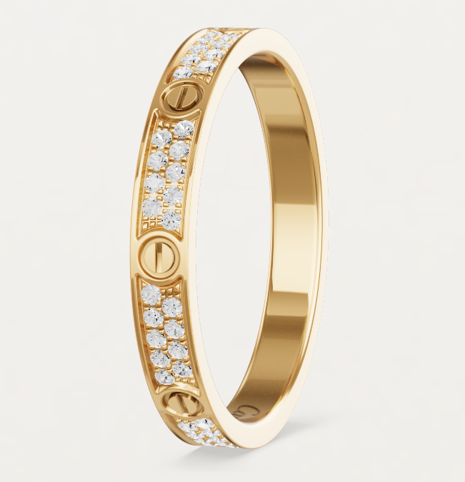 [⭐Miroze]LOVE RING 2.6mm-wide full-diamond ring Gold