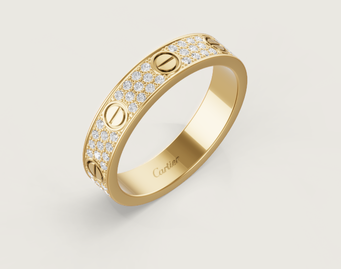 [⭐Miroze]LOVE RING 4mm-wide full-diamond ring GOLD