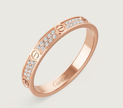 [⭐Miroze]LOVE RING 2.6mm-wide full-diamond ring Rose Gold