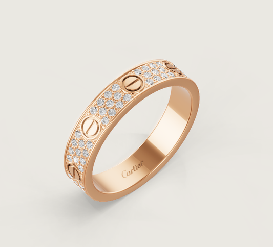 [⭐Miroze]LOVE RING 4mm-wide full-diamond ring Rose Gold