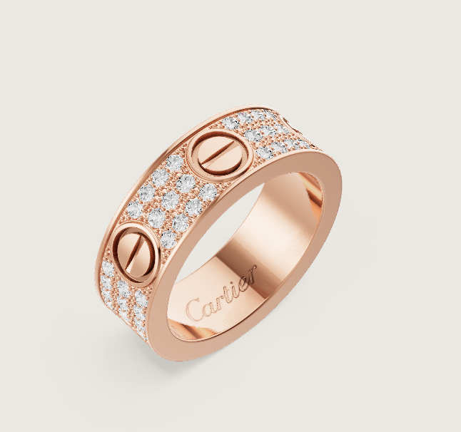 [⭐Miroze]LOVE RING 6.5mm-wide full-diamond ring Rose Gold