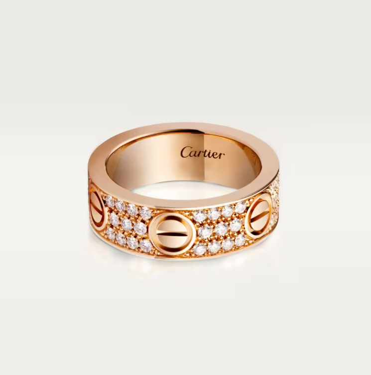 [⭐Miroze]LOVE RING 6.5mm-wide full-diamond ring Rose Gold