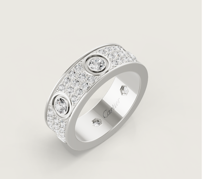 [⭐Miroze]LOVE RING 6.5MM Full Diamond, 6 Major Diamonds Silver