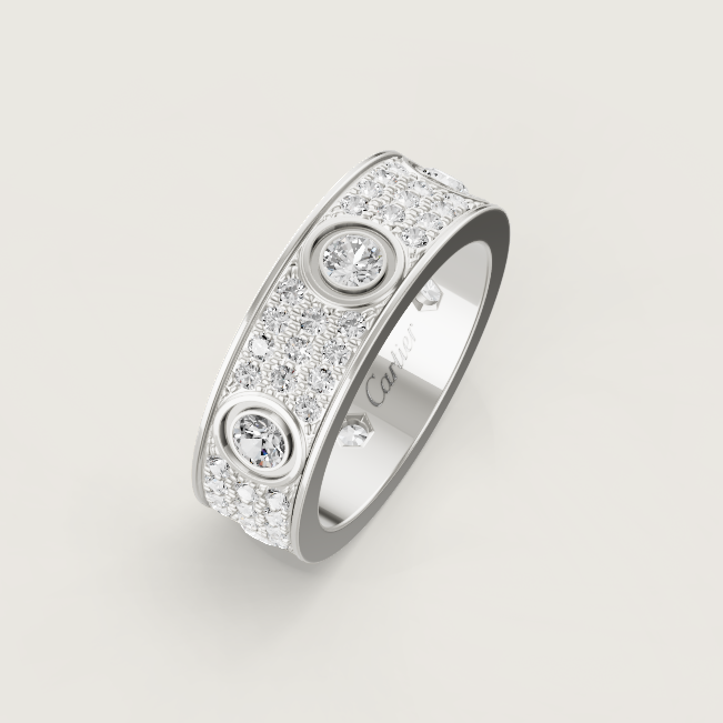 [⭐Miroze]LOVE RING 6.5MM Full Diamond, 6 Major Diamonds Silver
