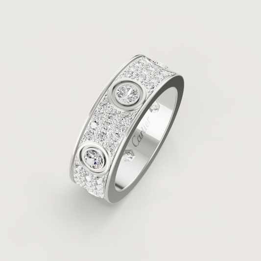 [⭐Miroze]LOVE RING 6.5MM Full Diamond, 6 Major Diamonds Silver
