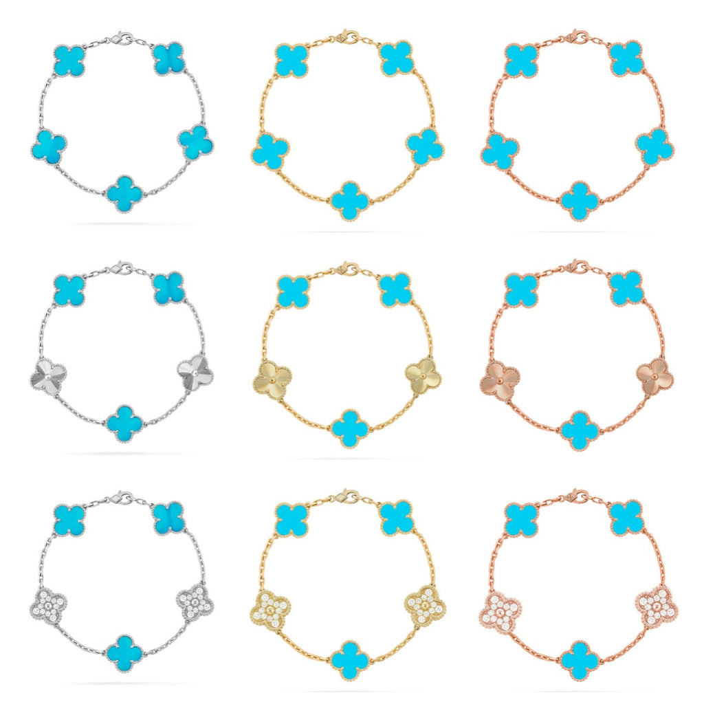 [⭐Miroze ]New  CLOVER 5 MOTIF TURQUOISE BRACELET COLLECTION